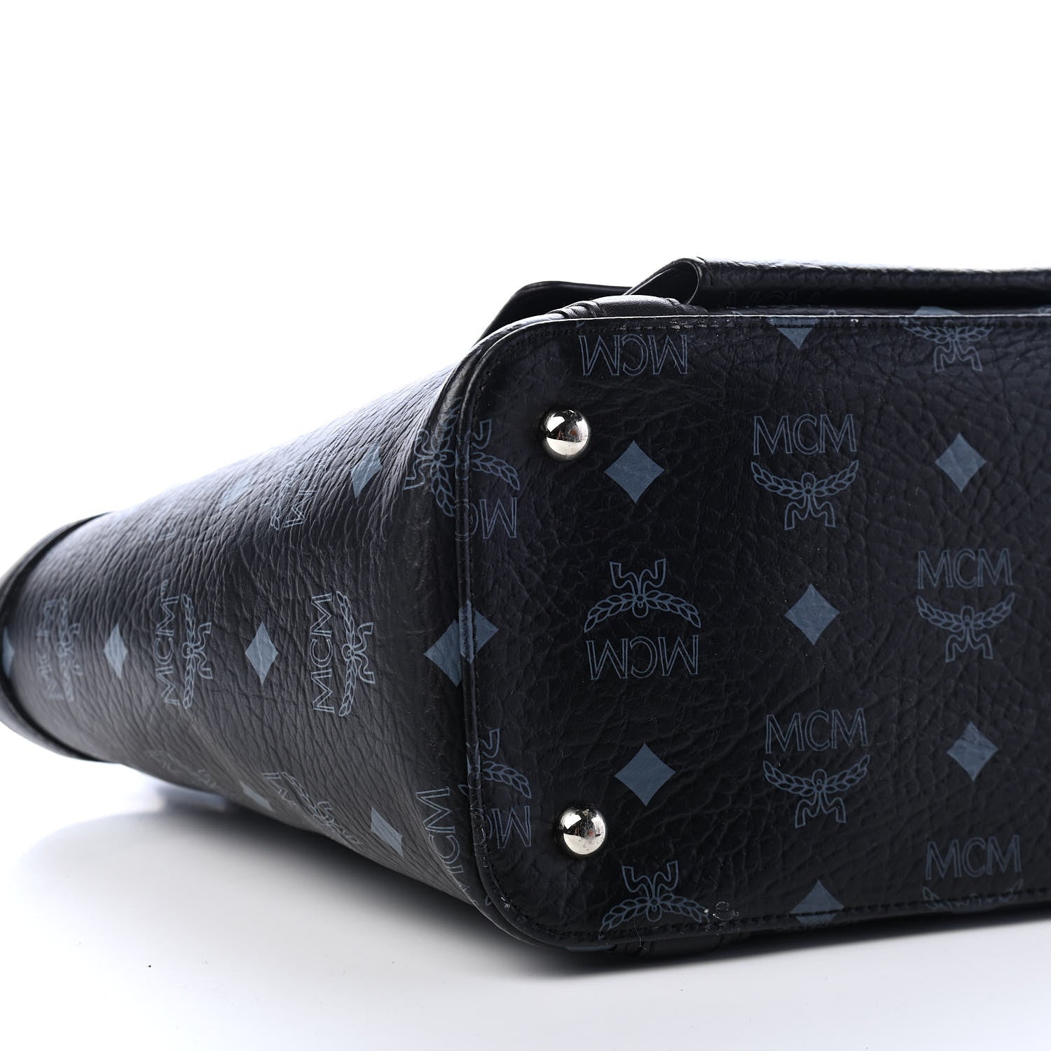 MCM Visetos Calfskin Top Handle Satchel Black 8 of 10