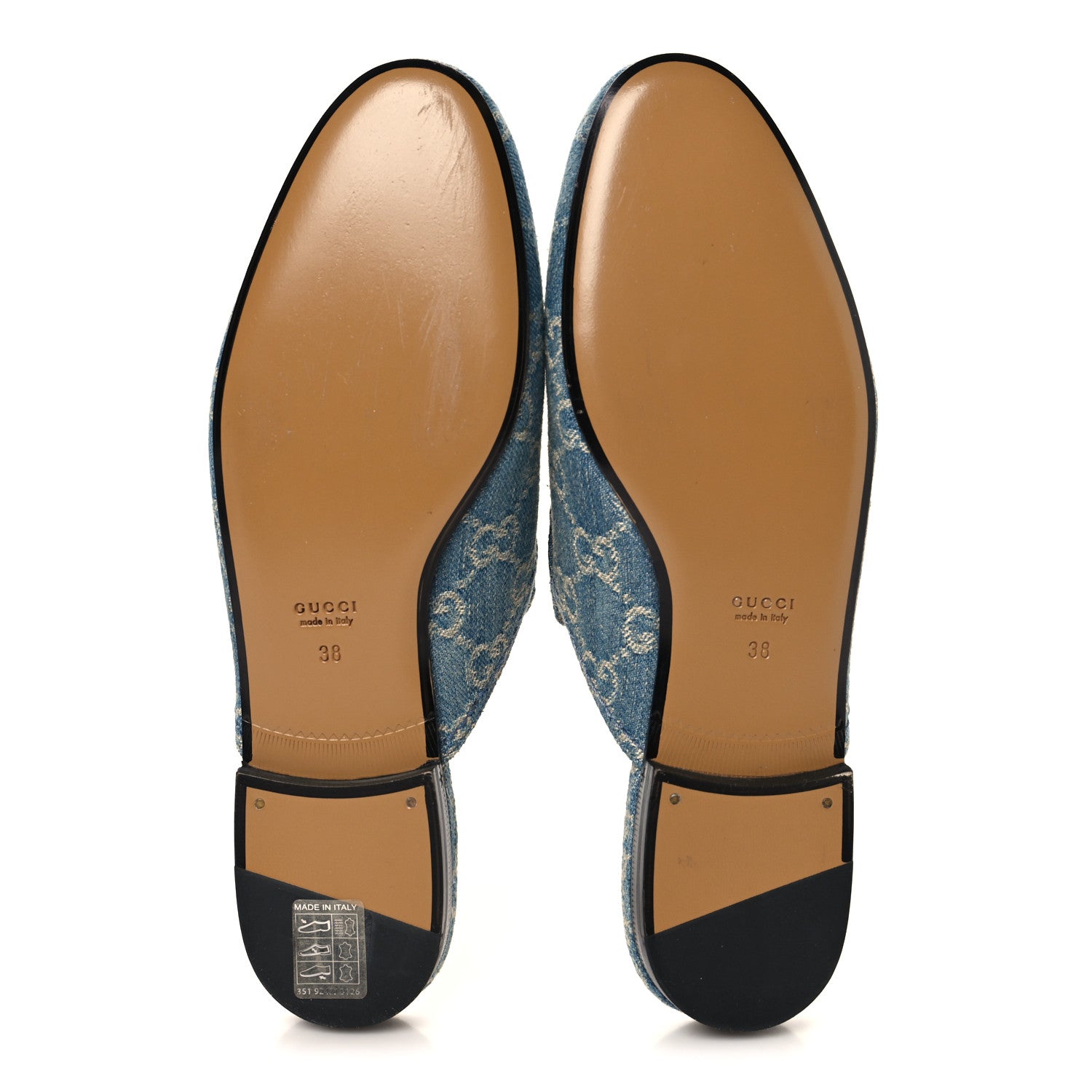 Gucci New Denim GG Malaga Kid Womens Princetown Slippers 38 Light Blue Royale 6 of 9