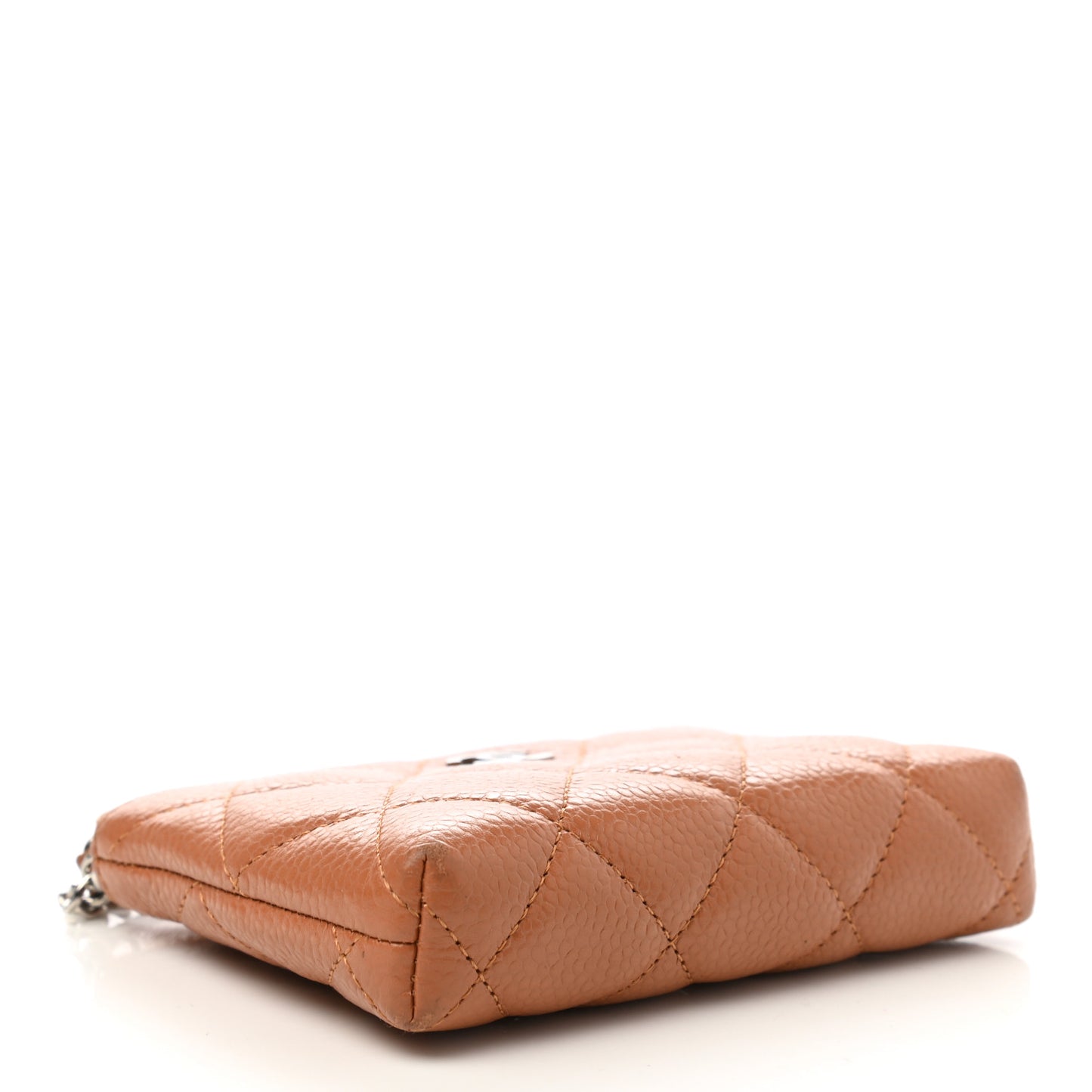 Caviar Quilted Key Holder Case Light Brown
