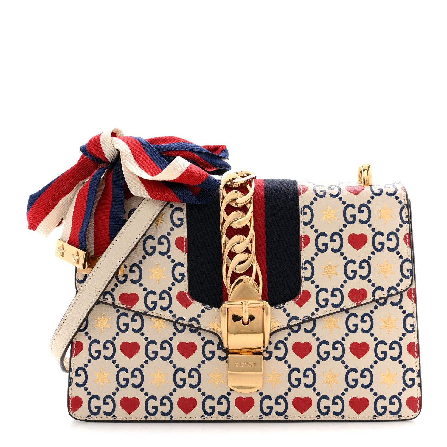 Gucci Calfskin Valentine's Day Exclusive Small Sylvie Top Handle Bag Ivory 1 of 15