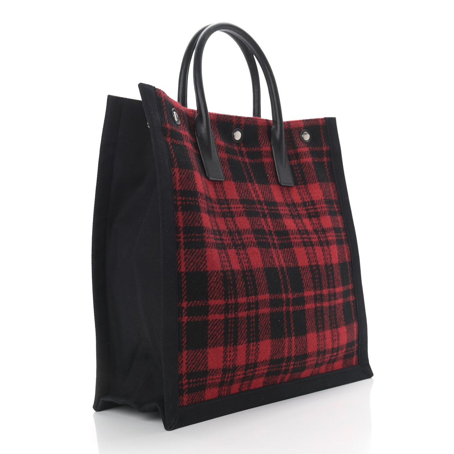 Wool Tartan Rive Gauche Noe Tote Red Black