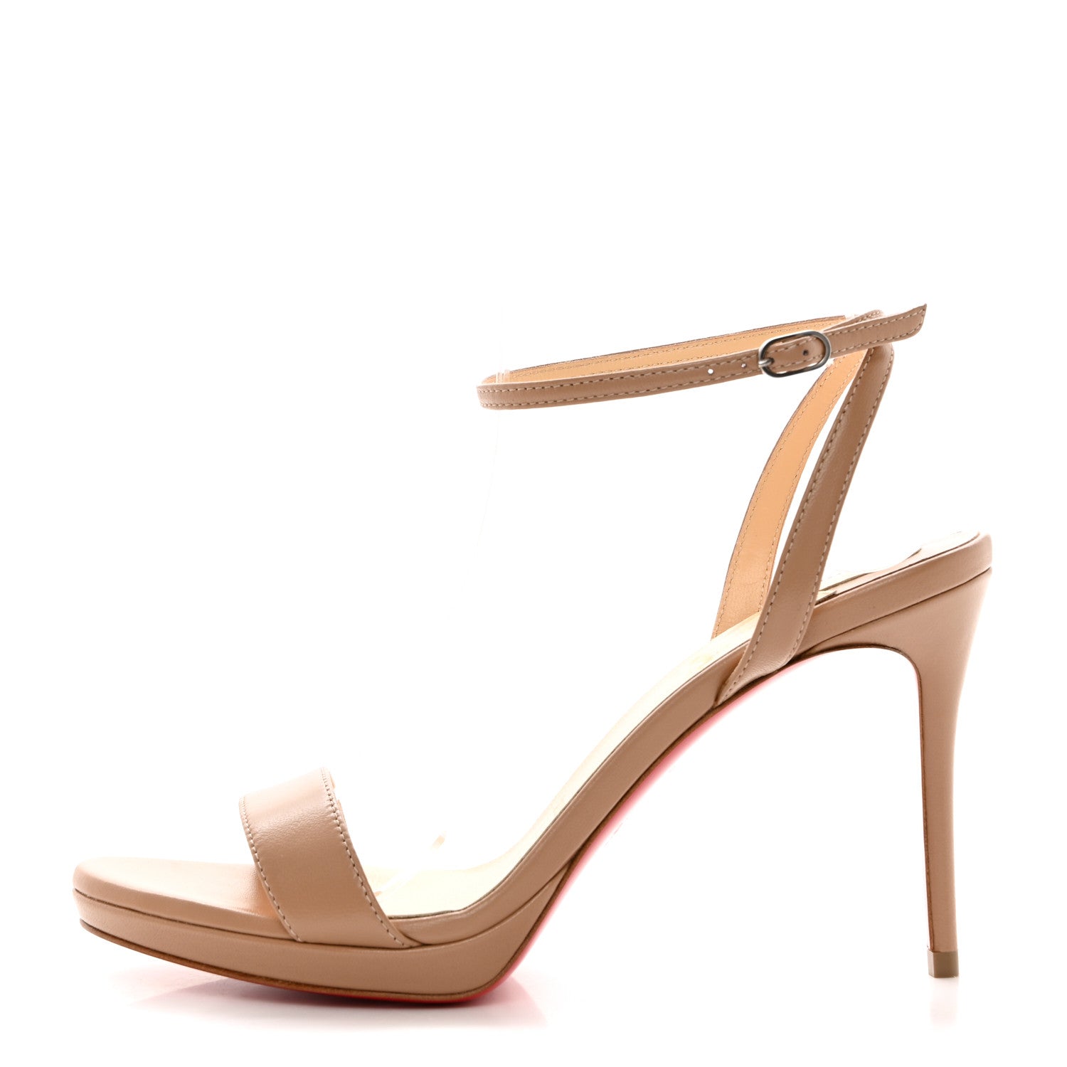 Christian Louboutin Nappa Loubi Queen 100 Strap Sandals 36.5 Nude 1 of 8