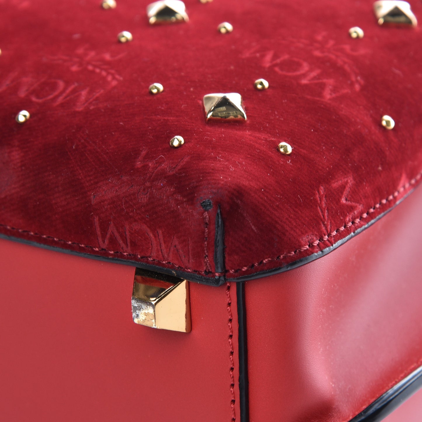 Velvet Studded Mini Insignia Milla Tote Ruby Red