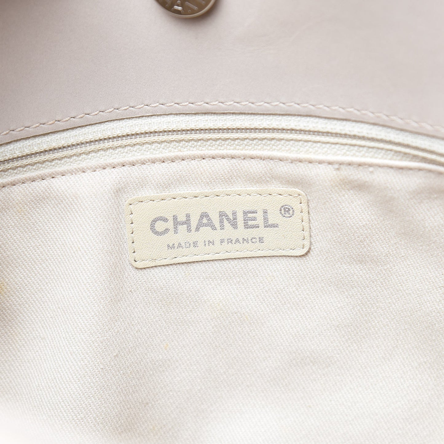 Calfskin Double Stitch Large Hamptons Shopping Tote Beige