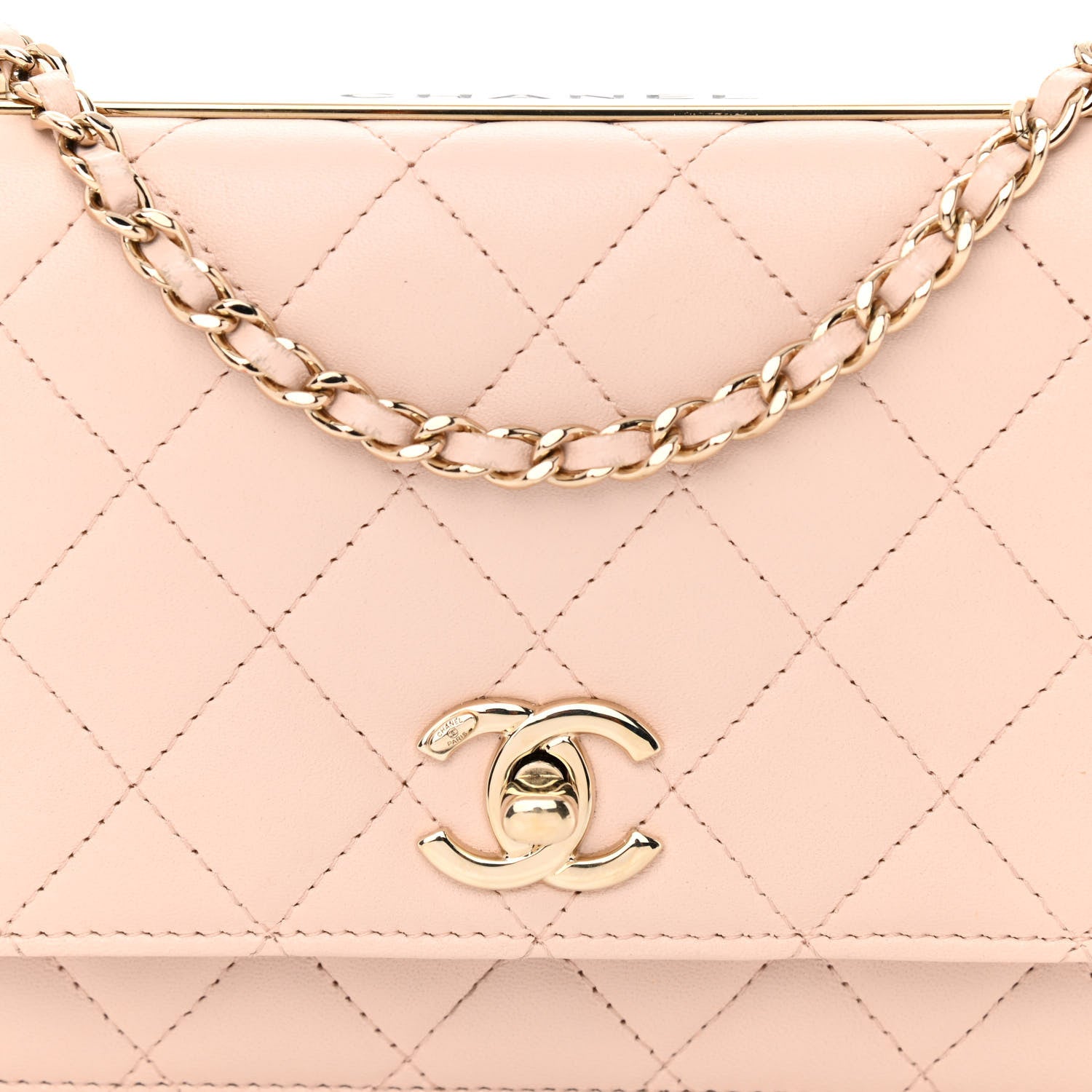 Chanel Lambskin Quilted Trendy CC Wallet On Chain WOC Light Beige 9 of 13