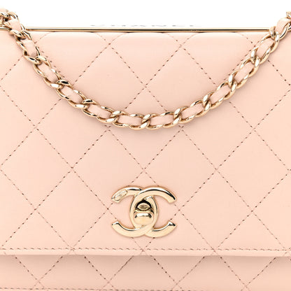 Chanel Lambskin Quilted Trendy CC Wallet On Chain WOC Light Beige 9 of 13