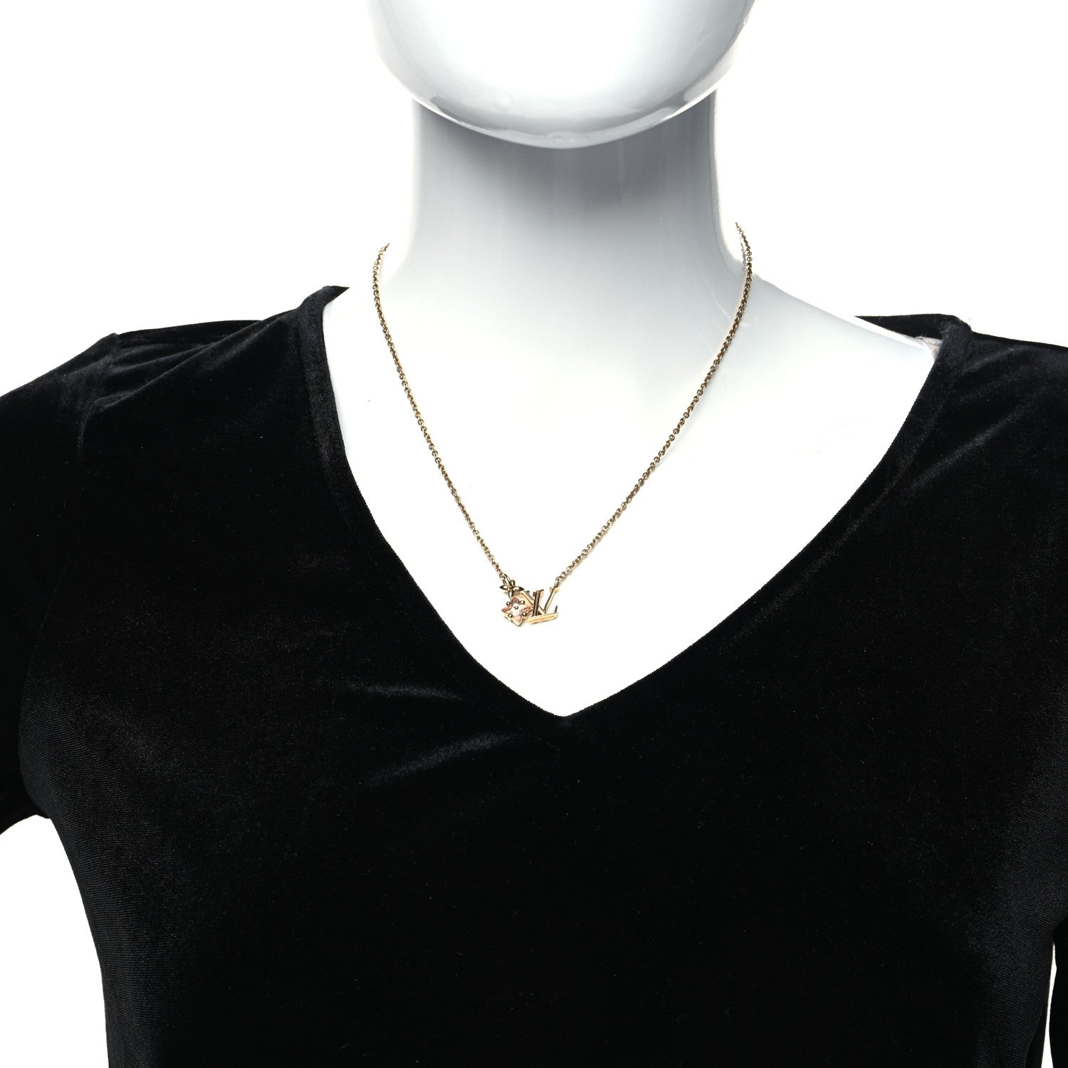 Louis Vuitton Crystal Loulougram Necklace Gold 1 of 6
