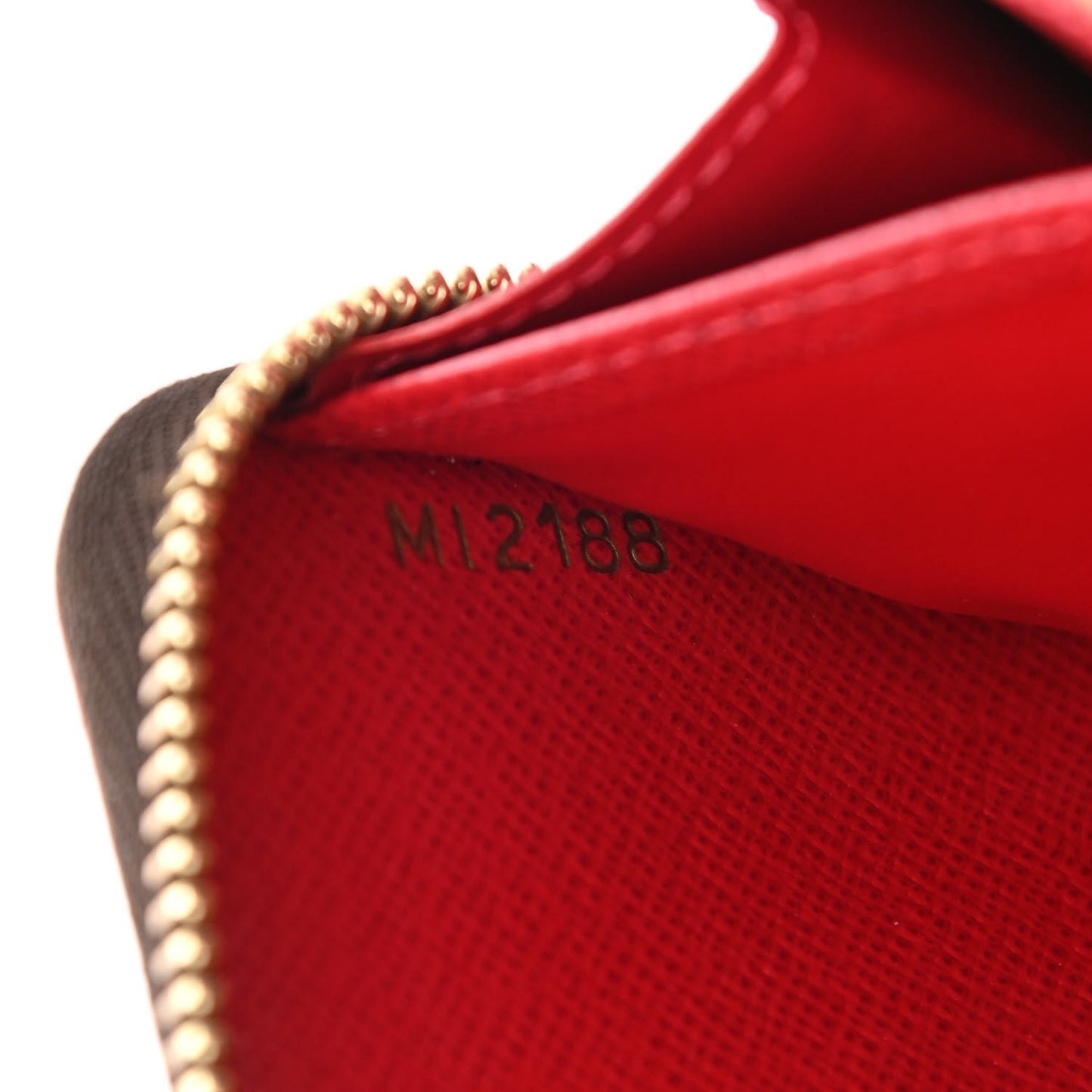 Damier Ebene Studded Zippy Wallet Cherry