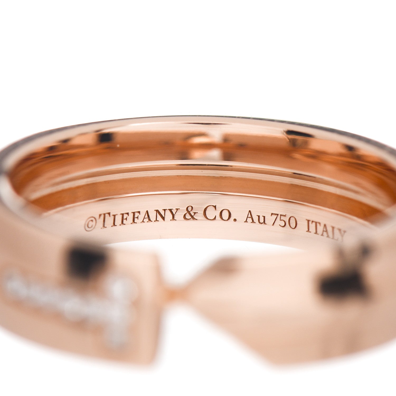 Tiffany 18K Rose Gold Diamond Modern Keys Ring 53 6.5 4 of 4