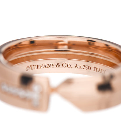 Tiffany 18K Rose Gold Diamond Modern Keys Ring 53 6.5 4 of 4