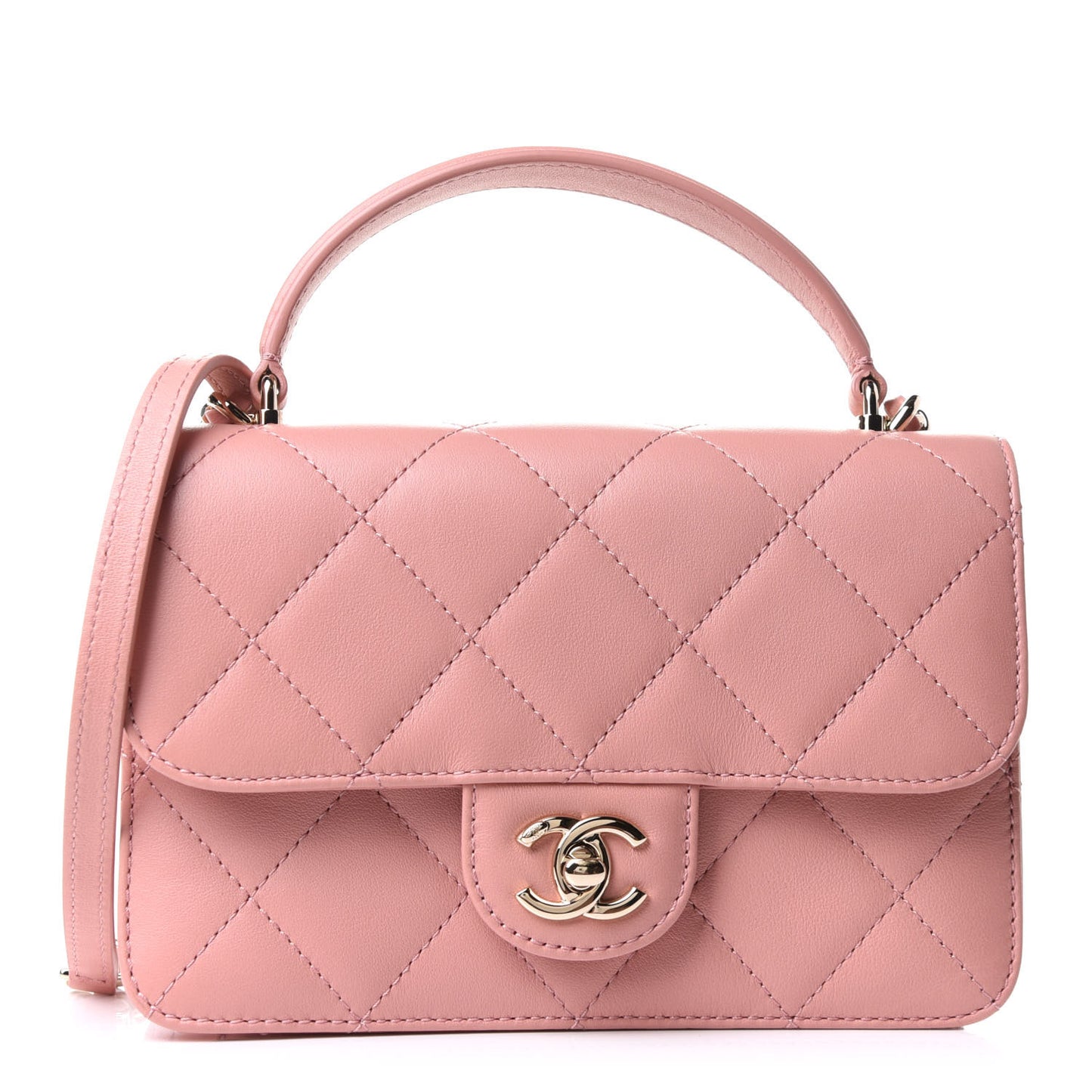 Calfskin Quilted Coco Lady Flap Dark Pink