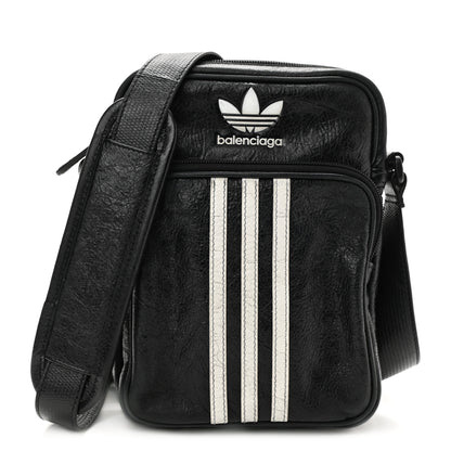 Balenciaga X ADIDAS Agneau Arena Trefoil Logo Messenger Bag Black White 1 of 8