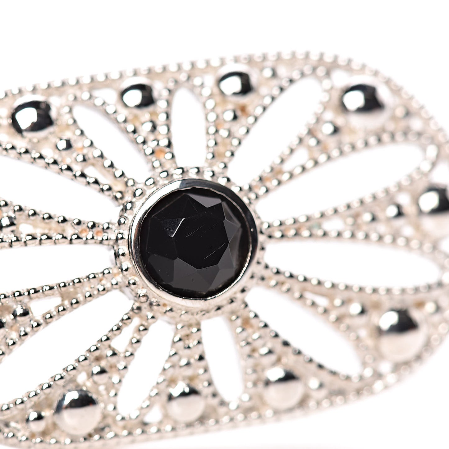 Sterling Silver Black Onyx Pearl Ziegfeld Daisy Pendant Necklace