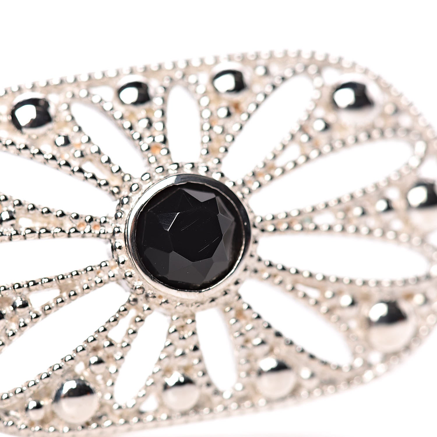 Tiffany Sterling Silver Black Onyx Pearl Ziegfeld Daisy Pendant Necklace 7 of 8