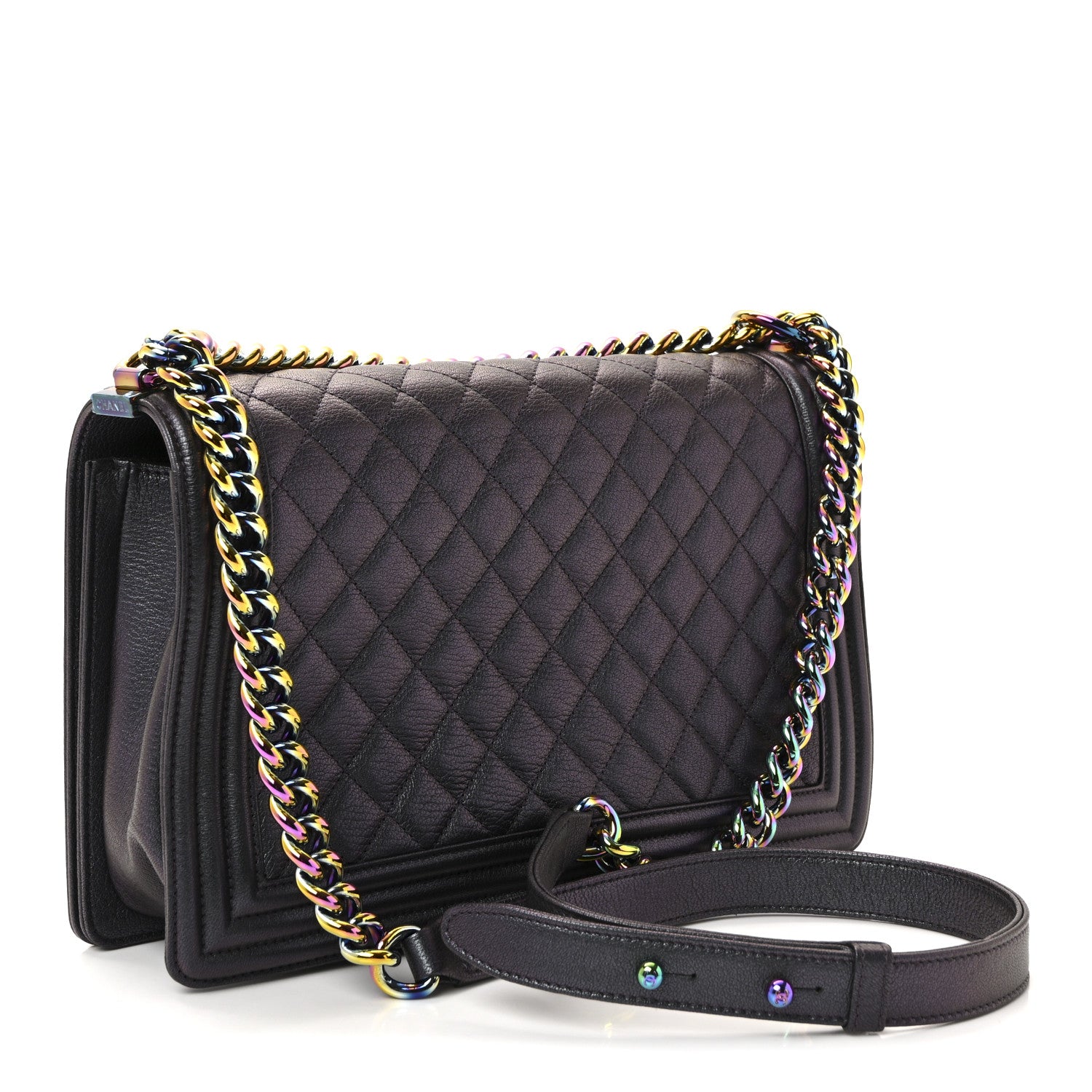 Chanel Iridescent Goatskin Quilted Medium Boy Flap Purple 3 of 10