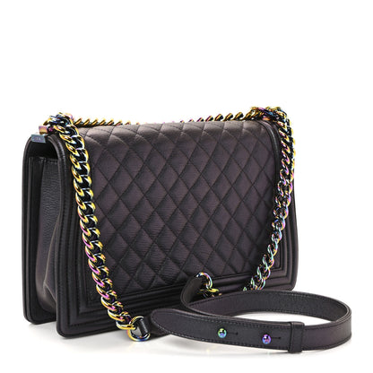 Chanel Iridescent Goatskin Quilted Medium Boy Flap Purple 3 of 10
