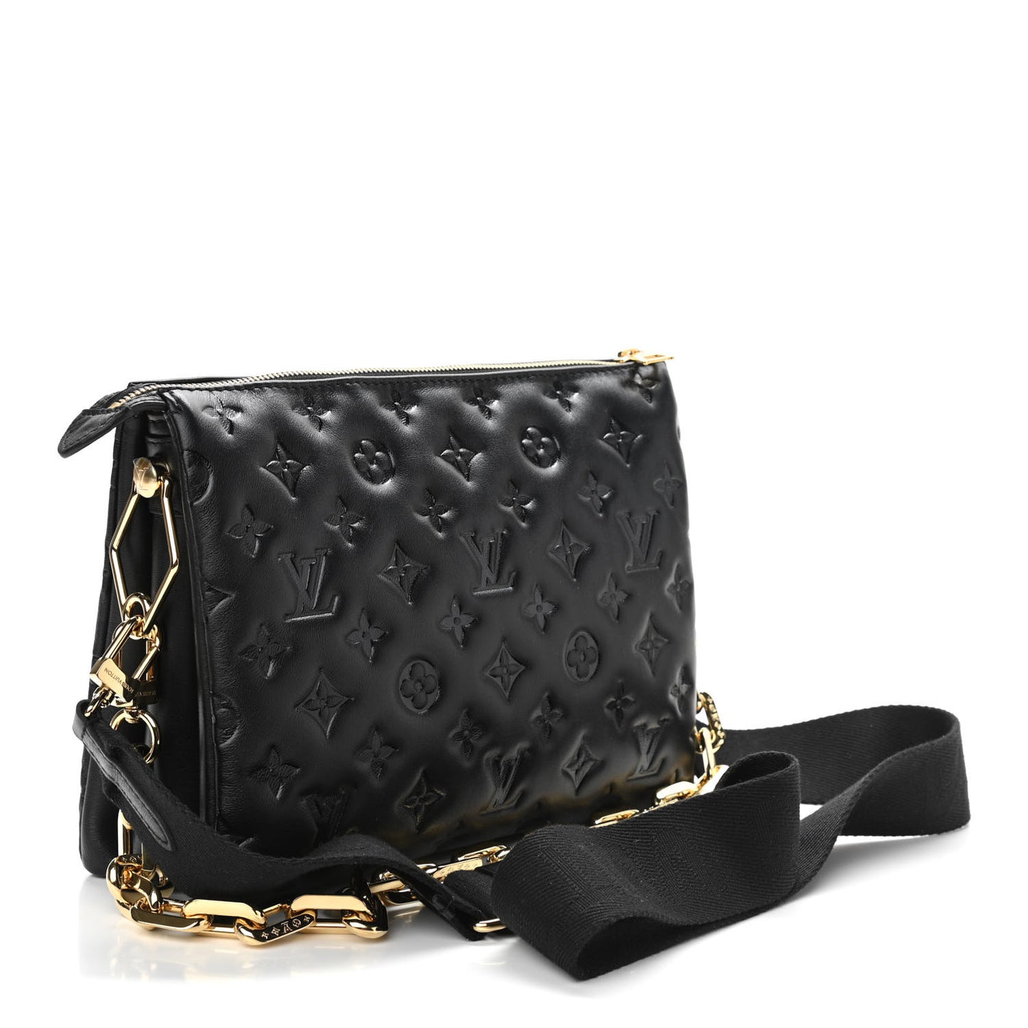 Lambskin Embossed Monogram Coussin PM Black