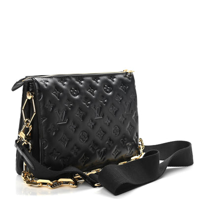 Louis Vuitton Lambskin Embossed Monogram Coussin PM Black 3 of 9