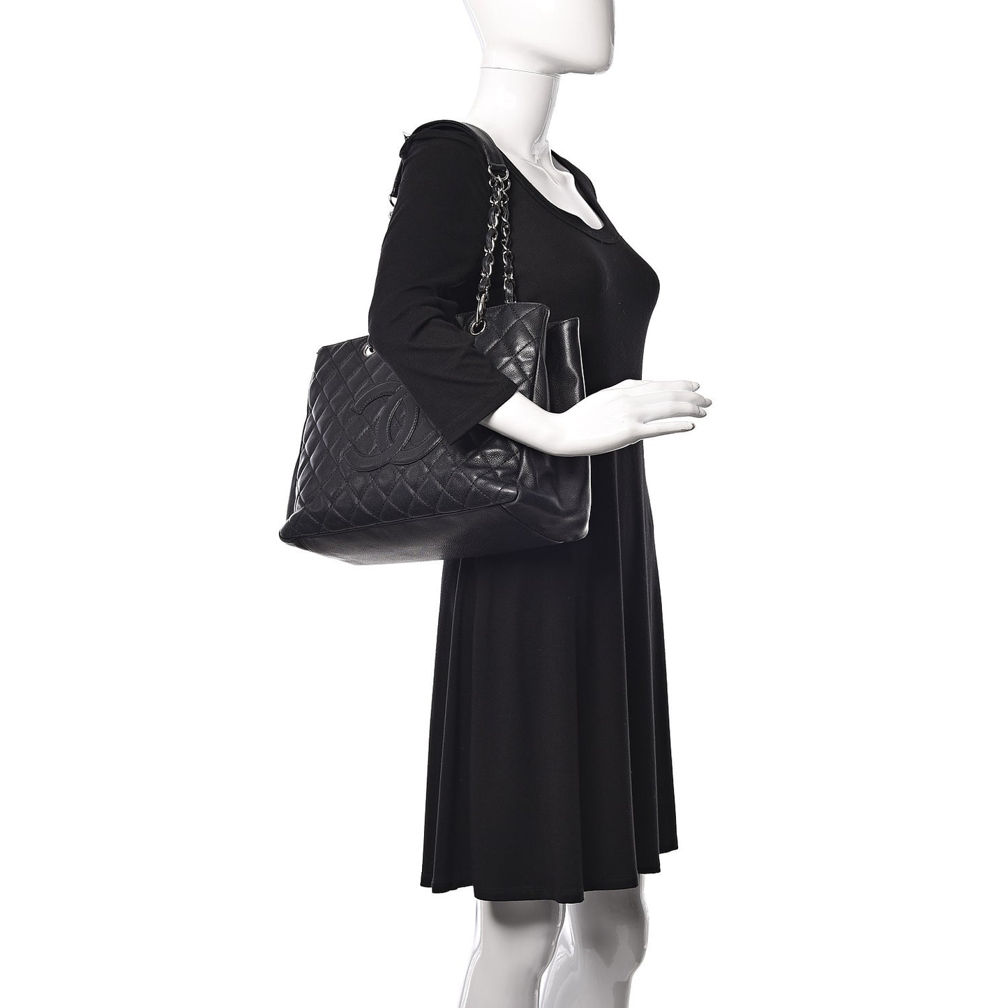 Caviar Quilted Grand Shopping Tote GST Black