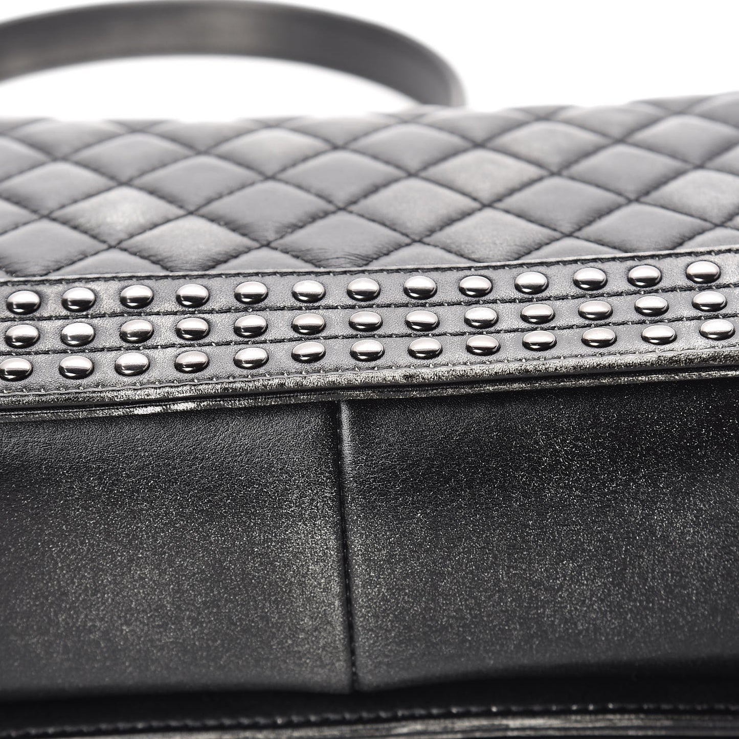 Faded Calfskin Quilted Medium Studded Boy Flap Black