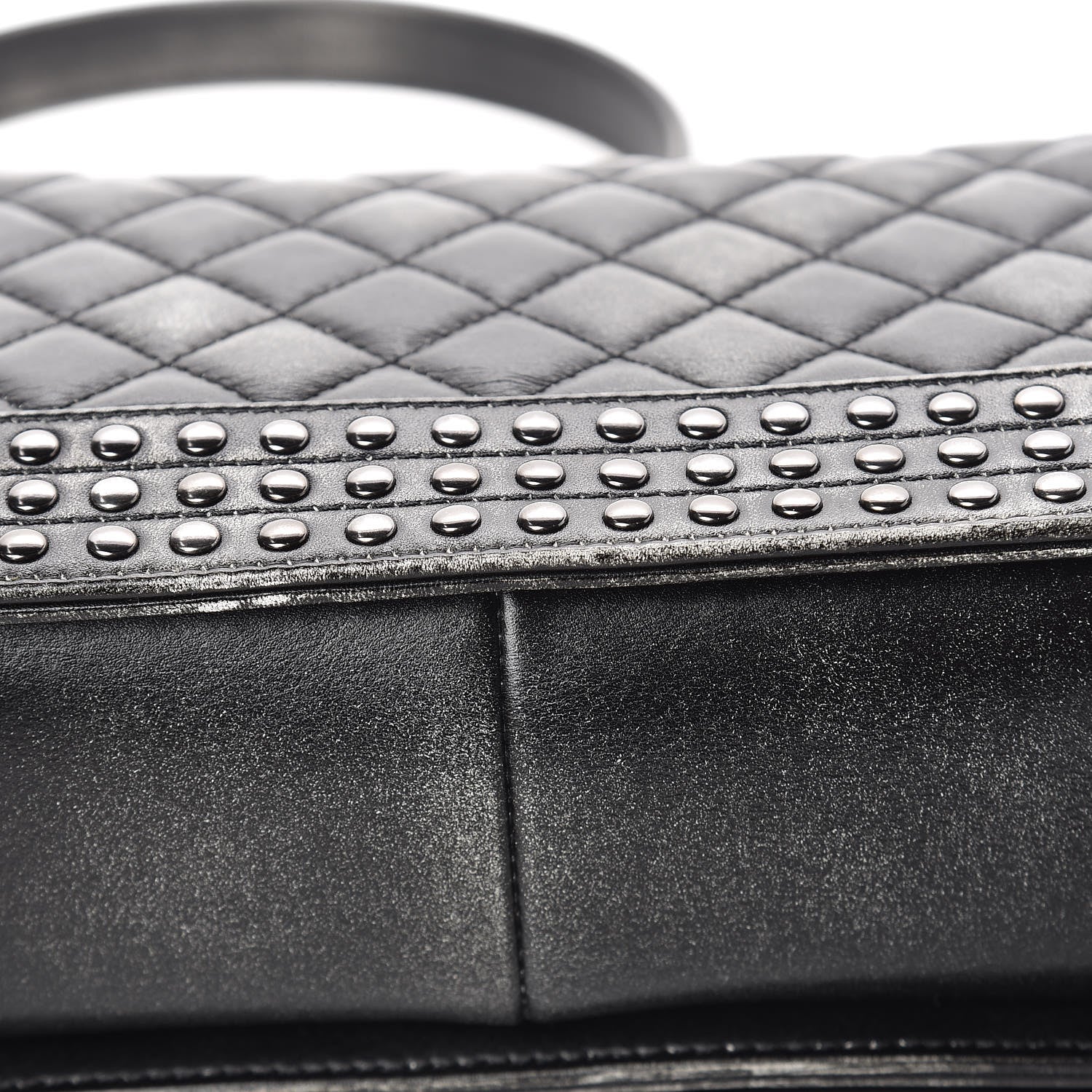 Chanel Faded Calfskin Quilted Medium Studded Boy Flap Black 13 of 18
