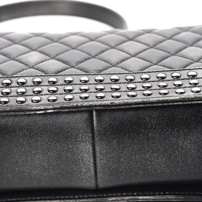Chanel Faded Calfskin Quilted Medium Studded Boy Flap Black 13 of 18