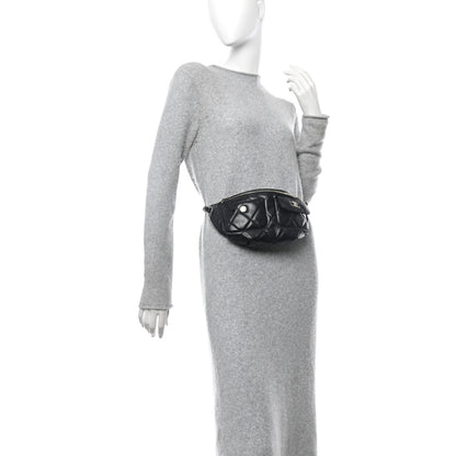 Chanel Shiny Aged Calfskin Quilted CC Pockets Jacket Waist Belt Bag Black 2 of 12