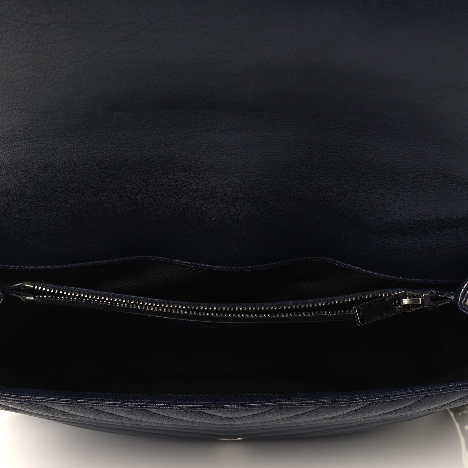 Saint Laurent Sheepskin Matelasse Chevron Monogram Large College Bag Deep Marine 4 of 4