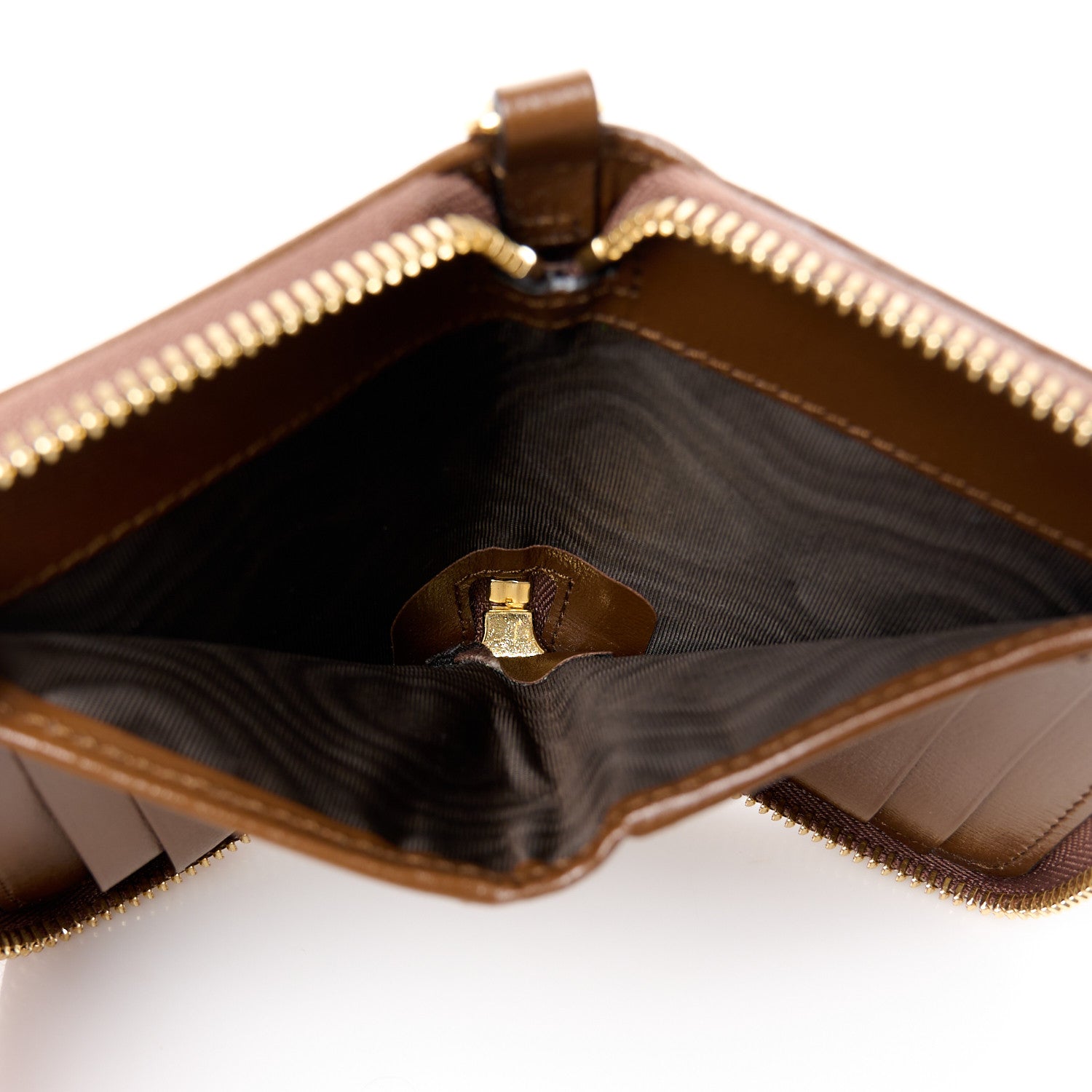 Gucci GG Supreme Monogram Azalea Calfskin Retro Interlocking G Compact Wallet Beige Ebony Brown Sugar 5 of 9