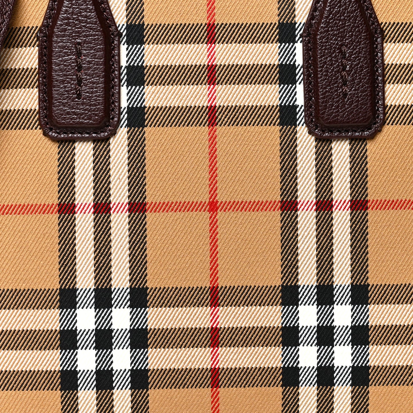 Goatskin Vintage Check Small Banner Tote Deep Claret