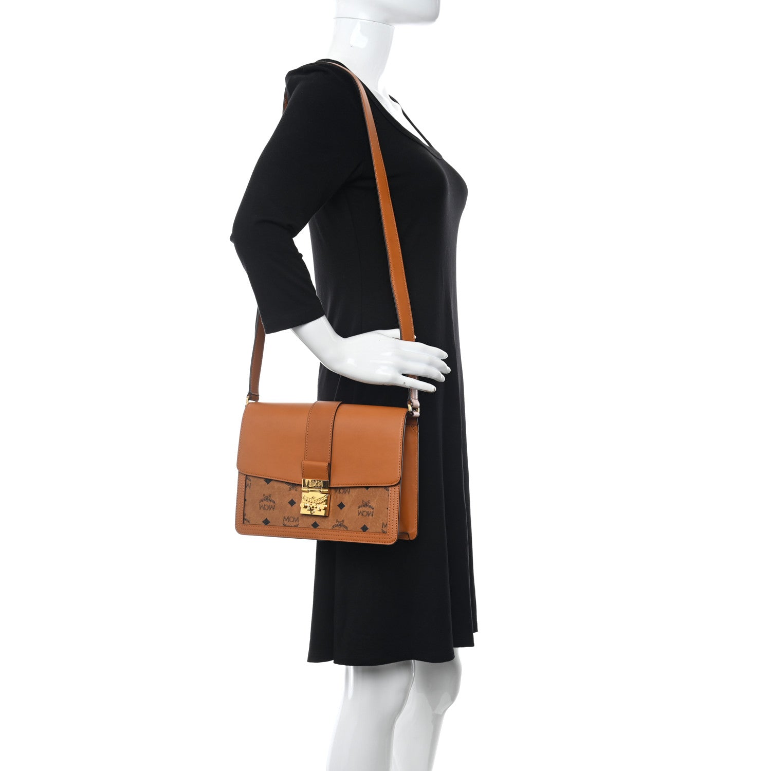 MCM Visetos Medium Tracy Shoulder Bag Cognac 2 of 10