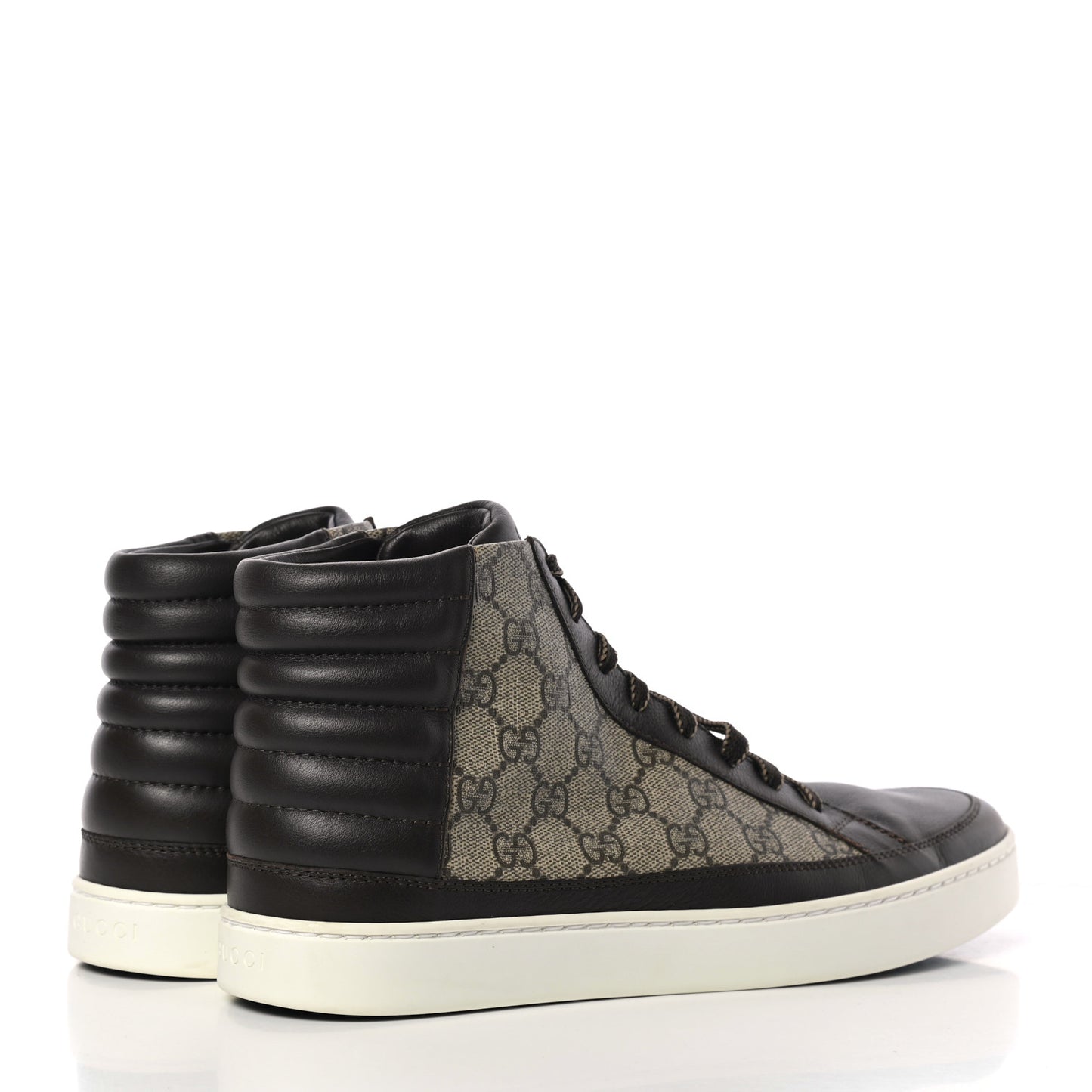 GG Supreme Monogram Mens Common High Top Sneakers 8 Brown