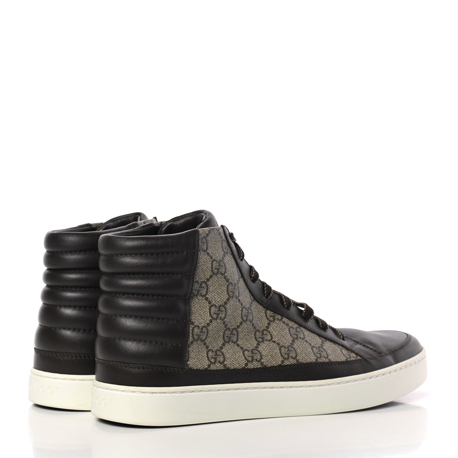 Gucci GG Supreme Monogram Mens Common High Top Sneakers 8 Brown 4 of 7