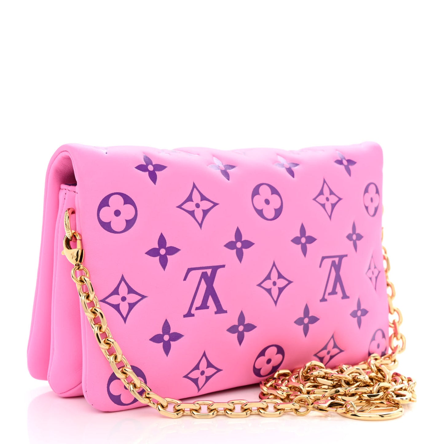 Lambskin Embossed Monogram Vuittamins Pochette Coussin Rose Violet