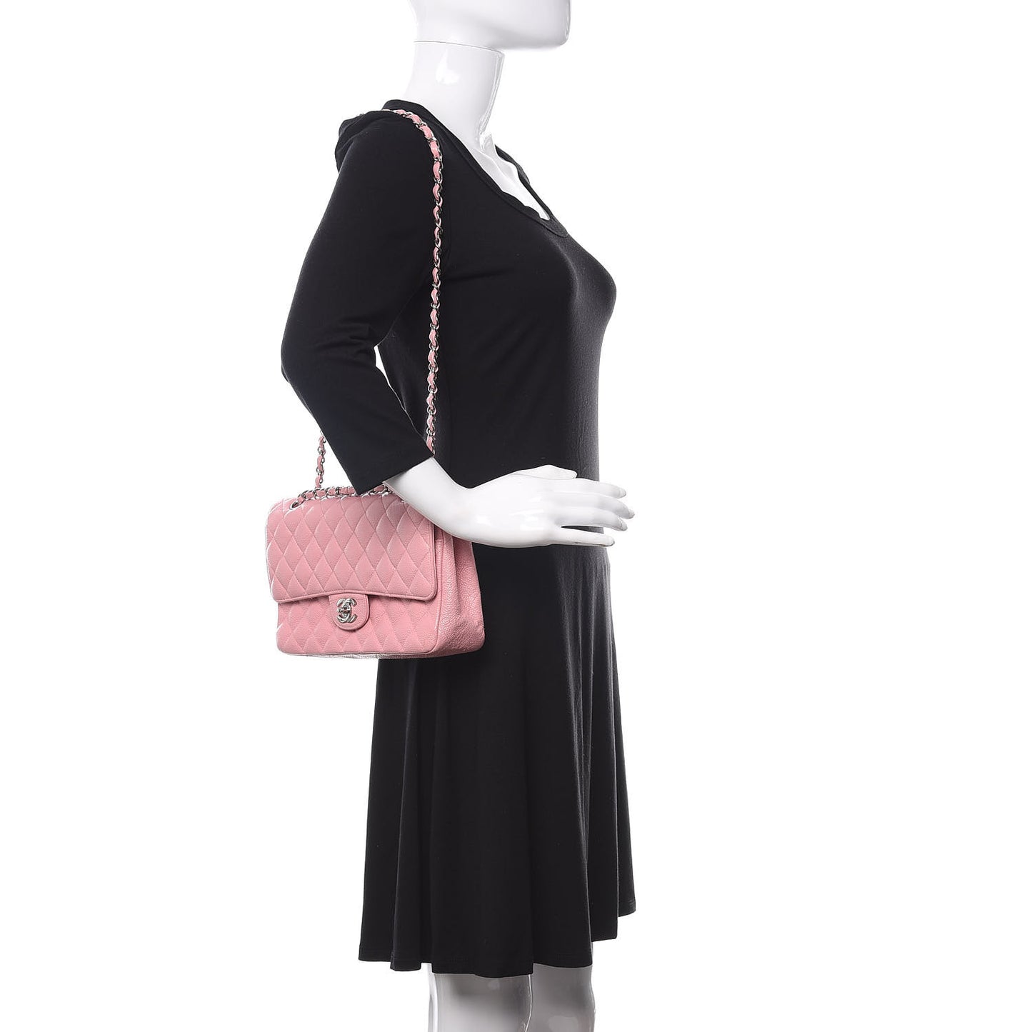 Caviar Quilted Medium Double Flap Pink