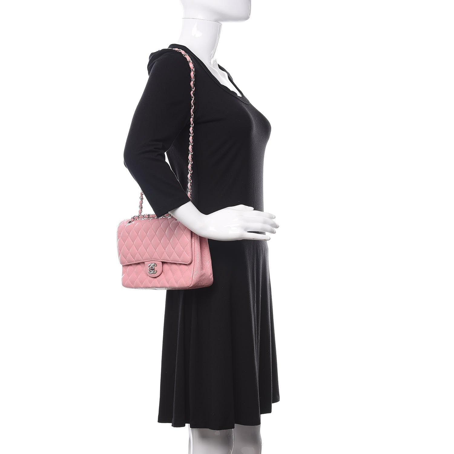 Chanel Caviar Quilted Medium Double Flap Pink 2 of 15