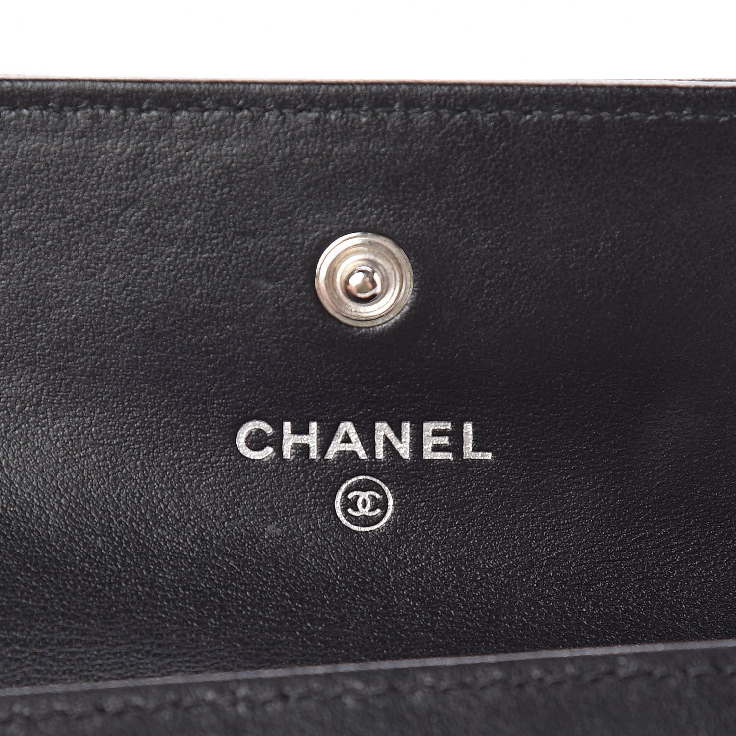 Chanel Goatskin Camellia Embossed Flap Card Holder Black 6 of 9