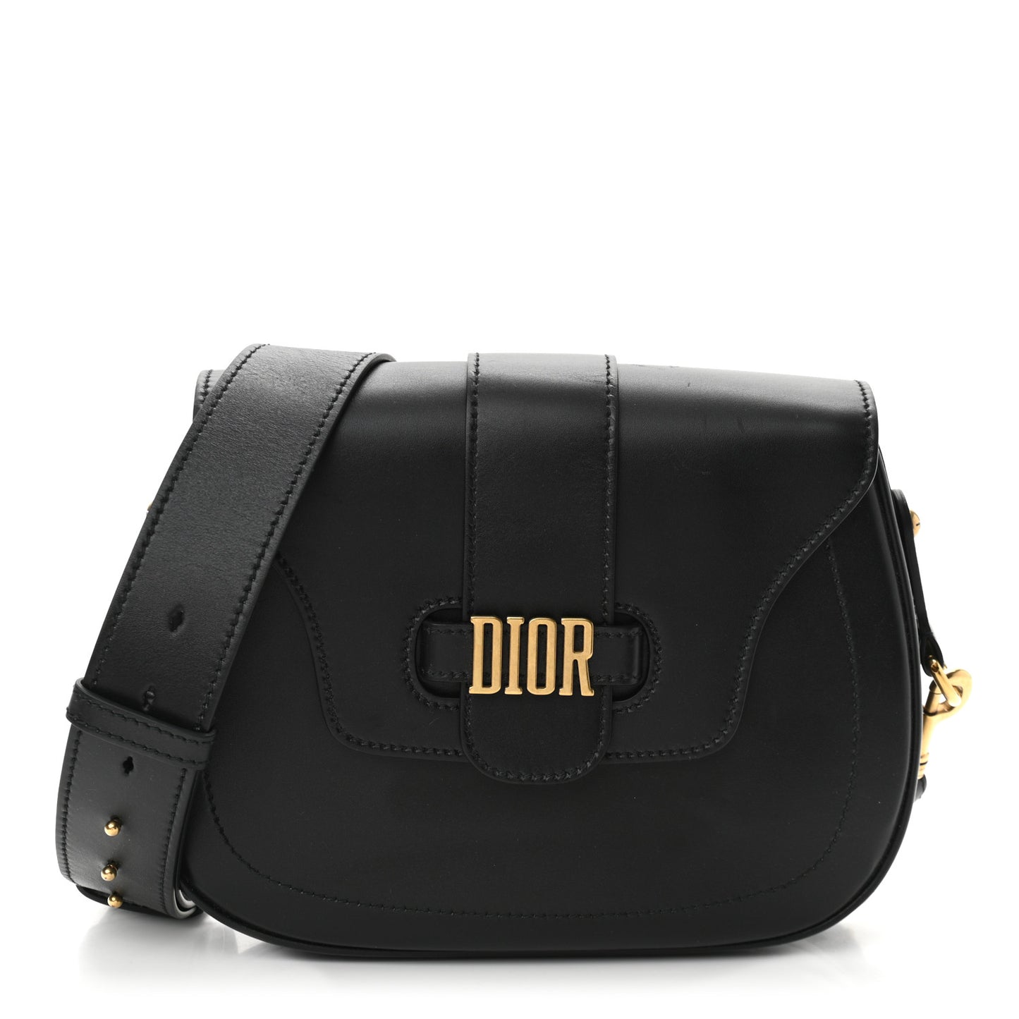 Calfskin D Fence Saddle Bag Black
