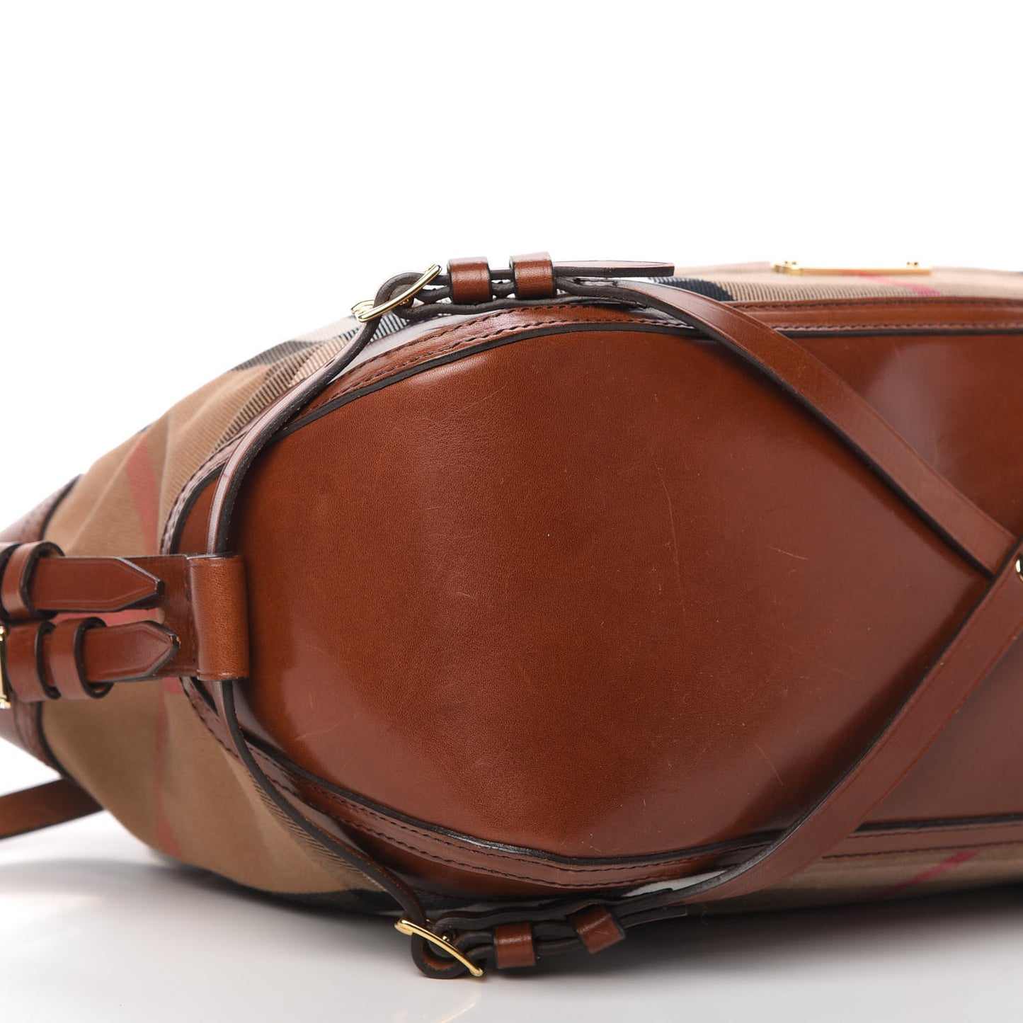 House Check Bridle Calfskin Small Ledbury Hobo Dark Tan