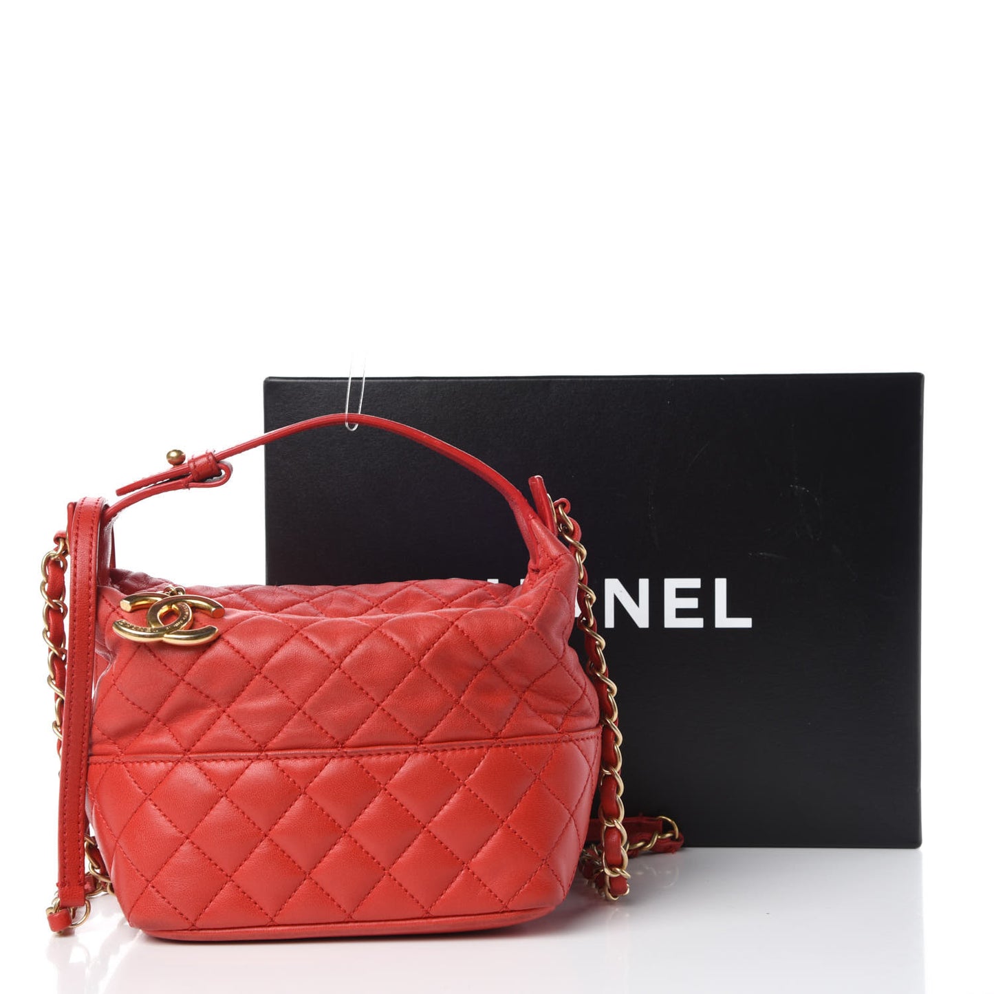 Lambskin Quilted Hobo Red