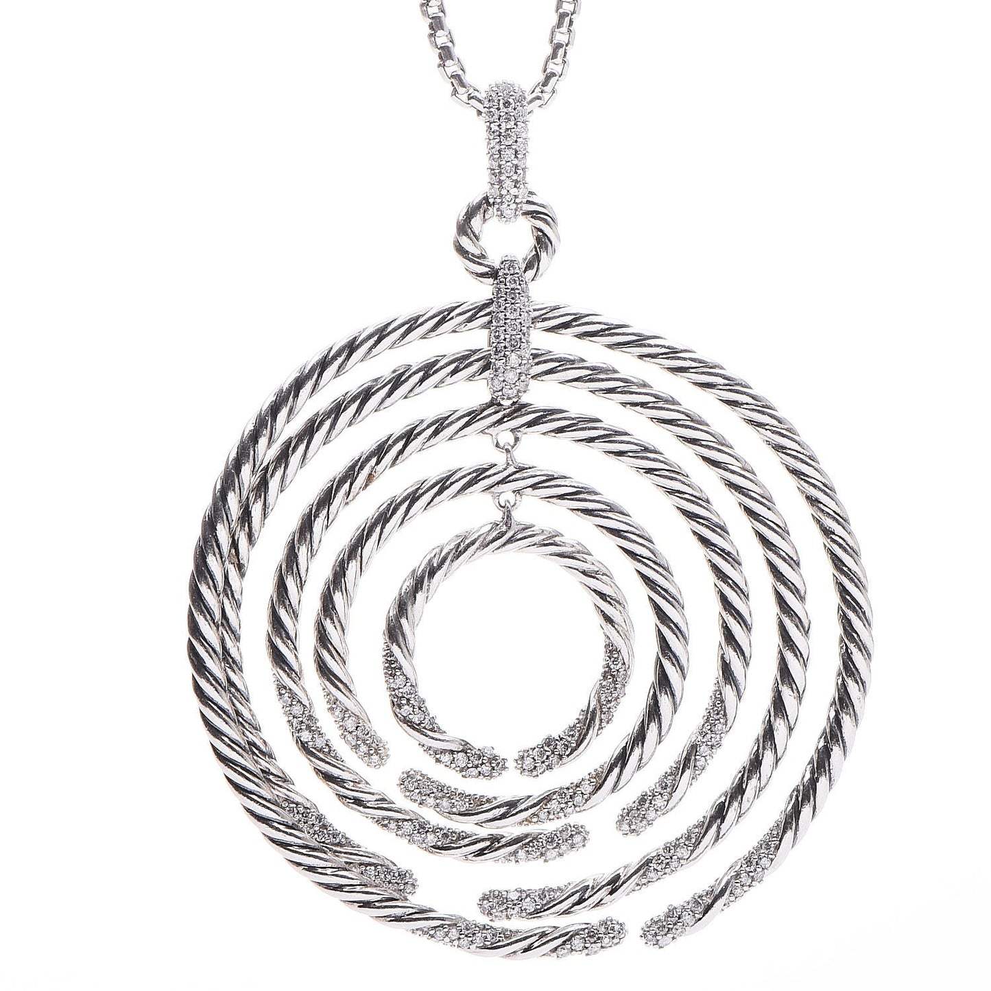 Sterling Silver Diamond Large Willow Pendant Necklace