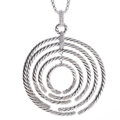 David Yurman Sterling Silver Diamond Large Willow Pendant Necklace 4 of 7