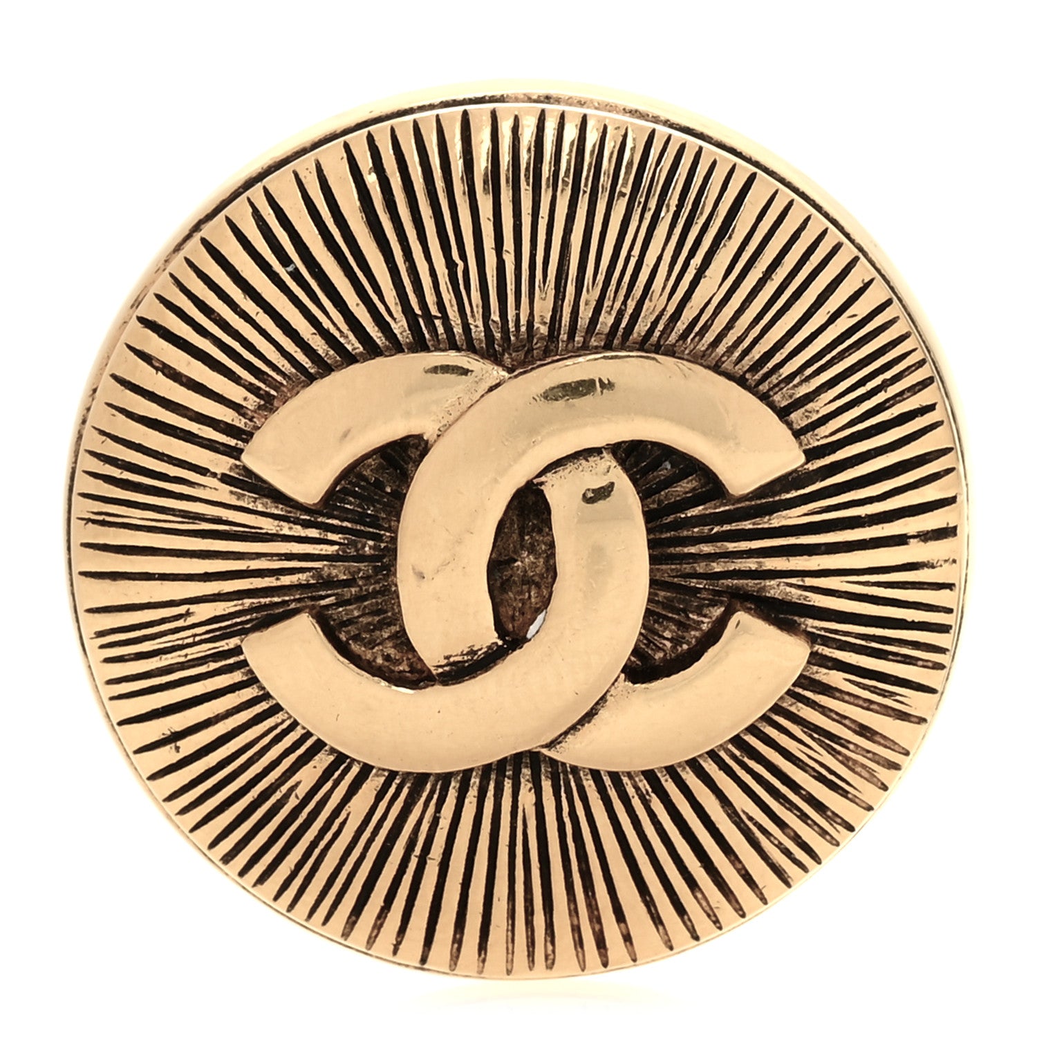 Chanel CC Round Brooch Gold 1 of 4