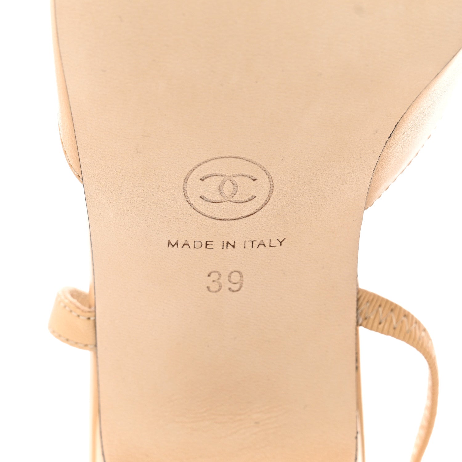 Chanel Goatskin Grosgrain Cap Toe CC Slingback Pumps 39 Beige Black 8 of 9
