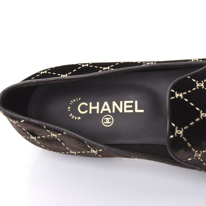 Chanel Velvet Moccasin Loafers 42 Brown 7 of 9