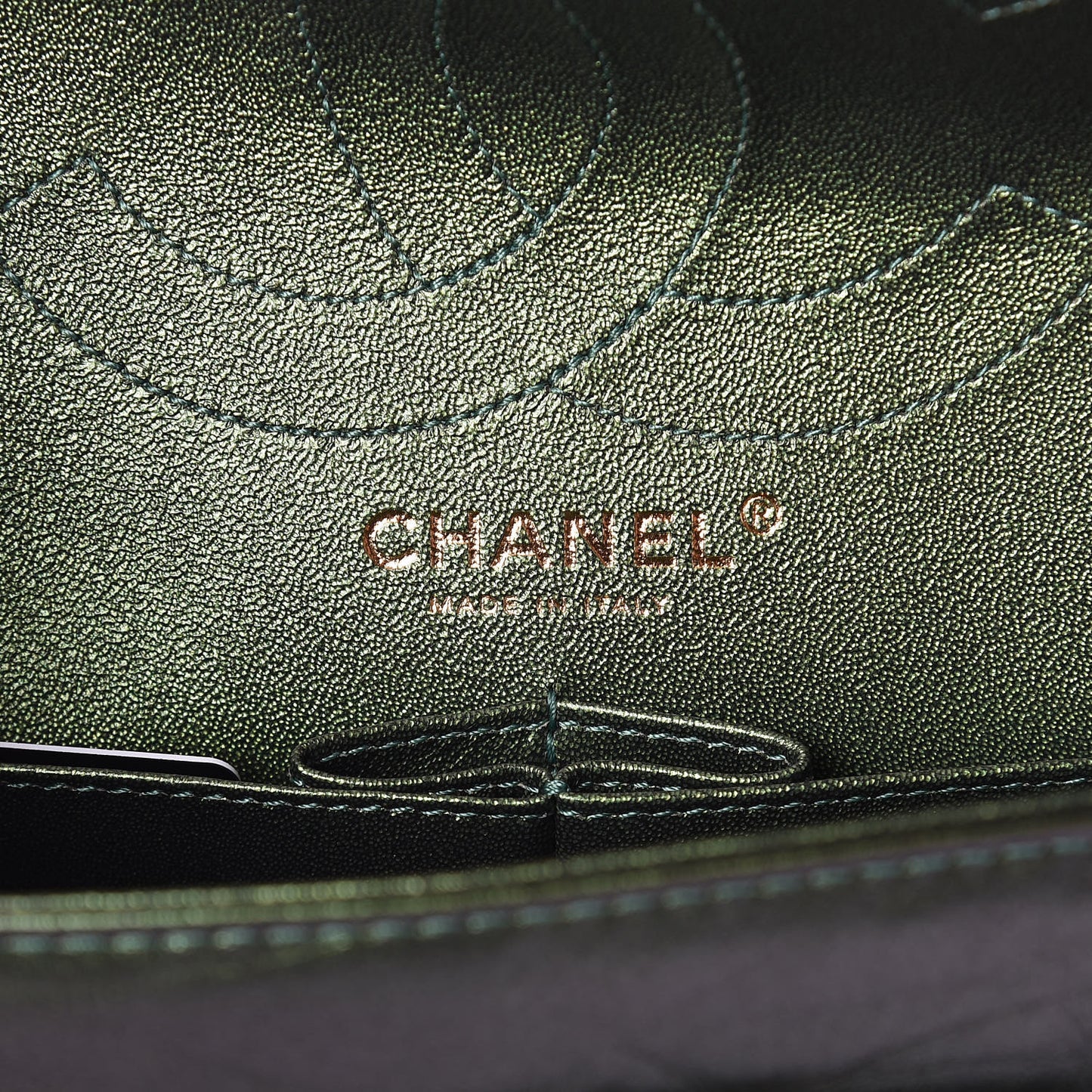 Metallic Calfskin Quilted 2.55 Reissue 226 Flap Green