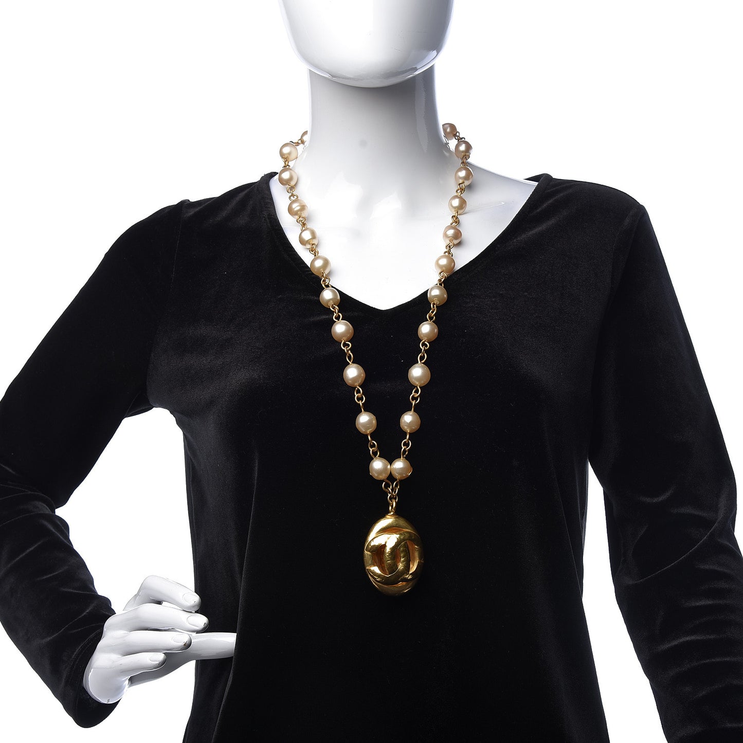 Pearl CC Necklace Gold