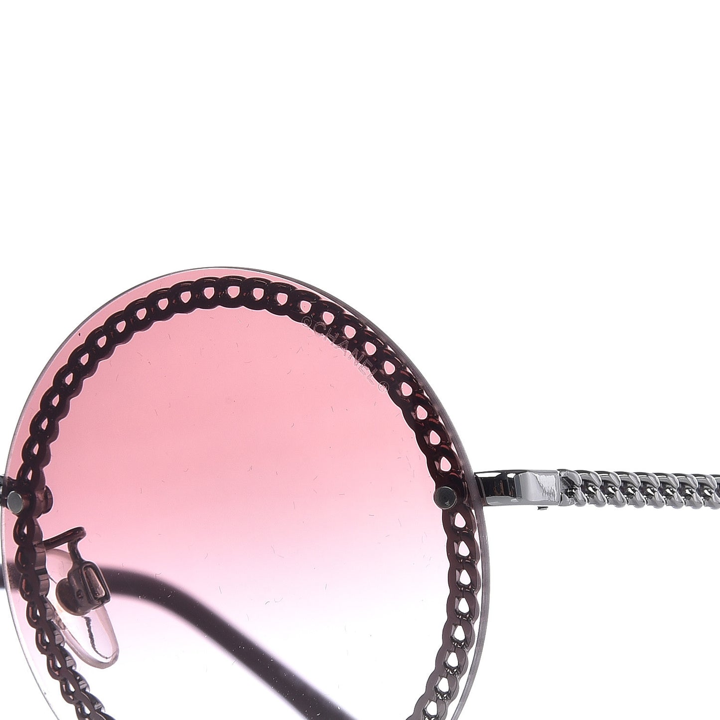 Round Removable Triple Hanging Chain Sunglasses 4245 Pink Silver