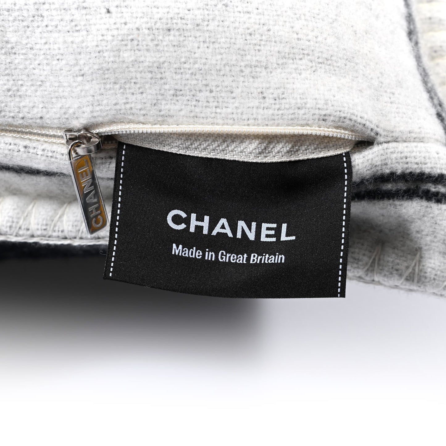 Merino Wool Cashmere CC Pillow Black White