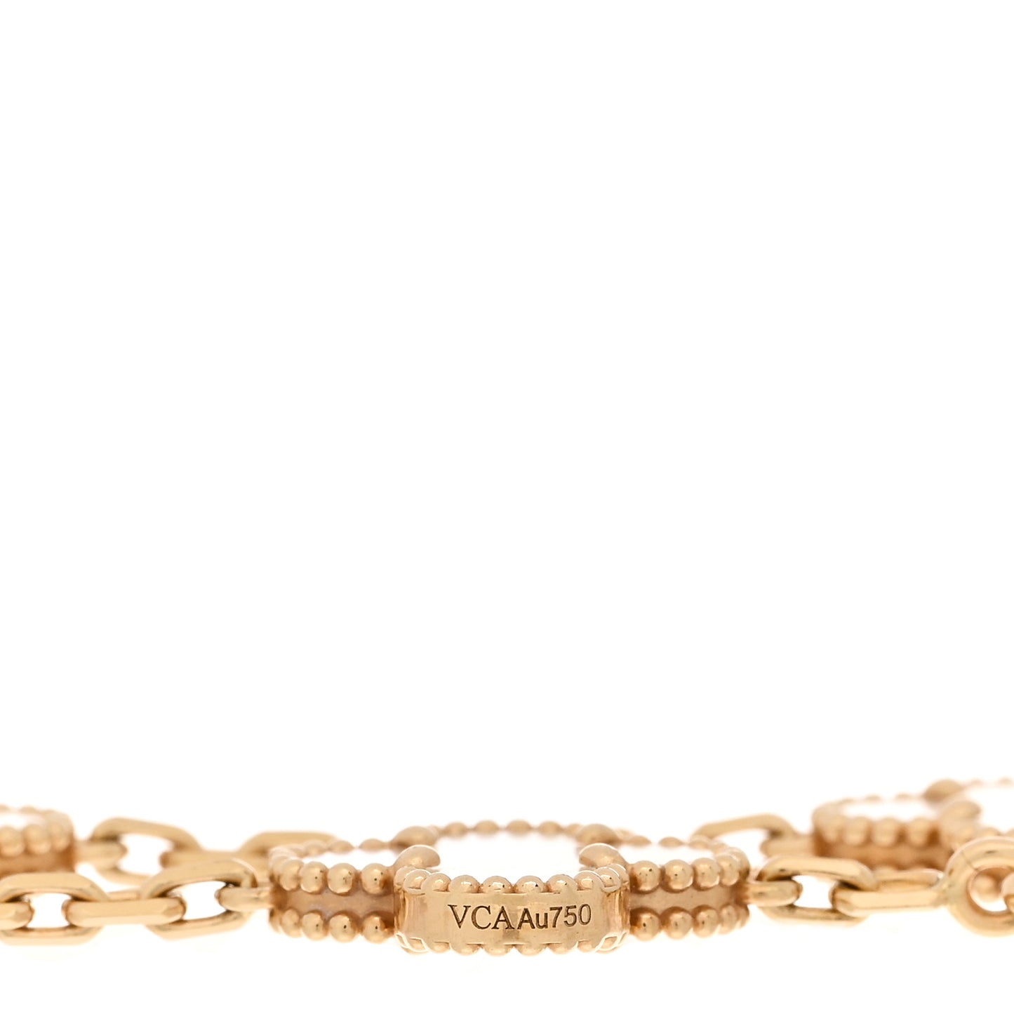 18K Yellow Gold Mother of Pearl 5 Motifs Vintage Alhambra Bracelet